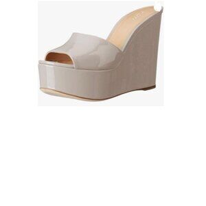 YDN Women High Heels Platform Mules Peep Toe Clogs Slip on Wedge Sandals